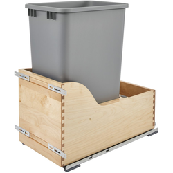 50 Quart Single Trash Pull-Out Waste Container with Blumotion Soft-Close Slides, Min. Cabinet Opening: 12" Wide, Natural