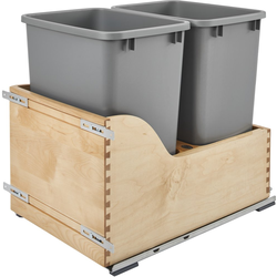 22% OFF Bottom-Mounted 2 x 35 Quart Trash Pull-Out with Blumotion Soft-Close Heavy Duty Slides, Min. Cabinet Opening: 15" Width x 20-5/8" Height, Natural