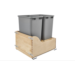 50 Quart Double Trash Pull-Out Waste Container for 18" Width x 24-1/2" Height Minimum Cabinet Opening with Blumotion Soft-Close Heavy Duty Slides, Natural