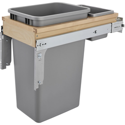 50 Quart Wood Top Mount Single Trash Pull-Out Waste Container with Soft-Close Slides, Cabinet Opening Width: 12", Natural