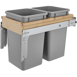 27 Quart Wood Top Mount Double Trash Pull-Out Soft-Close Waste Container for 12 Inch Wide Opening, Natural