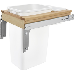 50 Quart Wood Top Mount Single Trash Pull-Out Mount Waste Container for 1-1/2" Frame Cabinet, Cabinet Opening Width: 15", Natural
