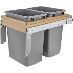 22% OFF 35 Quart Wood Top Mount Double Trash Pull-Out Soft Close Waste Container for 15 Inch Wide Opening, Natural