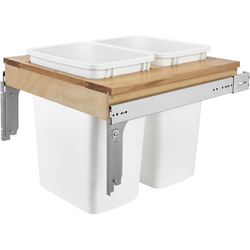  Wood Top Mount Double 2 x 35 qt Trash Pull-Out Waste Containers for 21" Opening Width, 17-7/8" Height x 22-3/4 Minimum Depth, Natural