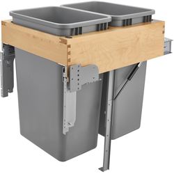 26% OFF 50 Quart Wood Top Mount Double Trash Pull-Out Waste Containers with Rev-A-Motion Slides for 17-3/8 to 19-3/4 Inch Cabinet Opening Width, Natural