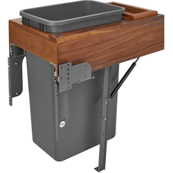 24% OFF 50 Quart Wood Top Mount Single Trash Pull-Out Waste Container with Rev-A-Motion Slides, Cabinet Opening Width: 14-1/2", Walnut