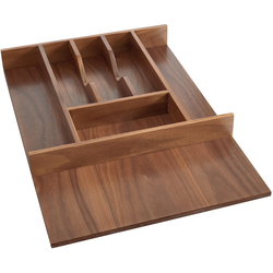  Walnut Wood Cutlery Tray Insert, 2-3/8" Height, Trimmable 8-3/4" to 15-1/8" Width x 15-1/2" to 22" Depth