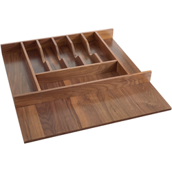 Walnut Wood Cutlery Tray Insert, 2-3/8" Height, Trimmable 14-1/2" to 21-1/8" Width x 15-15-1/2" to 21-1/8" Depth 