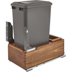 35% OFF 50 Quart Single Trash Pull-Out Waste Container Bottom Mount with Movento Over-Travel Slides, Min. Cabinet Opening: 12" Wide, Walnut
