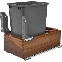 36% OFF 35 Quart Single Trash Pull-Out Waste Container Bottom Mount with Movento Over-Travel Slides, Min. Cabinet Opening: 12" Wide, Walnut