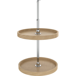 18 Inch Diameter Wood Classic 2-Shelf Full Circle Lazy Susan Set For Upper Kitchen Corner Cabinet, Natural
