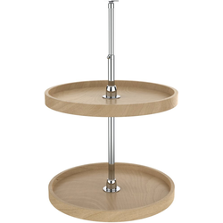 20 Inch Diameter Wood Classic 2-Shelf Full Circle Lazy Susan Set For Upper Kitchen Corner Cabinet, Natural