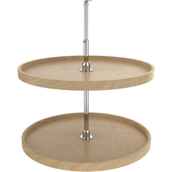 28 Inch Diameter Wood Classic 2-Shelf Full Circle Lazy Susan Set For Base Corner Cabinet, Natural