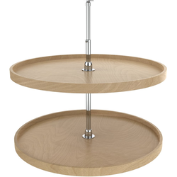 32 Inch Diameter Wood Classic 2-Shelf Full Circle Lazy Susan Set For Base Corner Cabinet, Natural