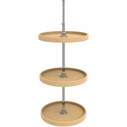 18 Inch Diameter Wood Classic 3-Shelf Full Circle Lazy Susan Set For Base Corner Cabinet, Natural