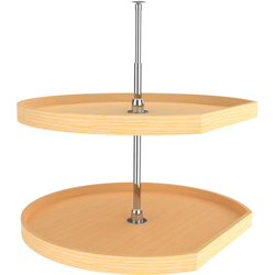 30% OFF 31 Inch Diameter D-Shape Wood Classic 2 Shelf Independently Rotating Corner Lazy Susan Set, Natural
