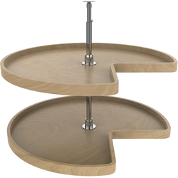 32 Inch Diameter Kidney Shape Independently Rotating Corner Lazy Susan Set, for 26, 31 Inch Inner Cabinet Height , Natural