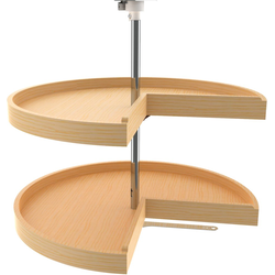 28 Inch Diameter Pie Cut Wood Classic Door Mount 2 Shelf Corner Lazy Susan Set, for 26, 32 Inch Inner Cabinet Height, Natural