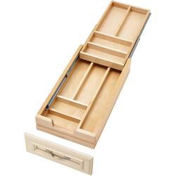  Two Tier, Double Cutlery Drawer for 15 Inch Face Frame Cabinet with a 12 Inch Cabinet Opening Width, Includes Blumotion 21-Inch Undermount Slide and Locking Clips , Maple