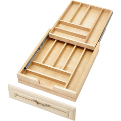  Two Tier, Double Cutlery Drawer for 21 Inch Face Frame cabinet with a 18 Inch Cabinet Opening Width, Requires 21-Inch Undermount Slide and Locking Clips Purchased Separately, Maple