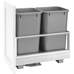 27 Quart Bottom Mount Double Trash Pull-Out Waste Container with Rev-A-Motion Slides, Min. Cabinet Opening: 11-1/2'' Wide, Silver