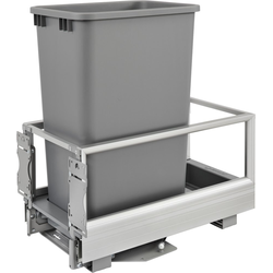 50 Quart Bottom Mount Single Trash Pull-Out Waste Container with Rev-A-Motion Slides, Min. Cabinet Opening: 11-1/2'' Wide, Silver