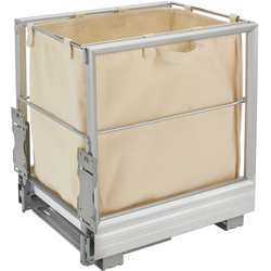 Bottom-Mounted Soft Close Pull-Out Hamper for 15" Minimum Cabinet Opening Widths, Canvas Liner and Silver Tray, 18-1/4" Deep x 19-3/8" Height 