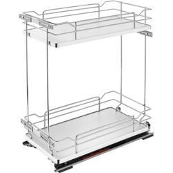 11-3/4 Inch Width 2-Tier Wire Kitchen Base Cabinet Organizer for 15 Inch Width Face Frame Cabinet with Blum Tandem BLUMOTION Soft-Close Slides, Gray, Min. Cabinet Opening: 12" W x 21-3/4" D x 25" H