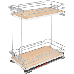 11-3/4 Inch Width 2-Tier Wire Kitchen Base Cabinet Organizer for 15 Inch Width Face Frame Cabinet with Blum Tandem BLUMOTION Soft-Close Slides, Natural, Min. Opening: 12" W x 21-3/4" D x 25" H