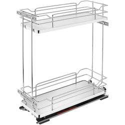 8-3/4 Inch Width 2-Tier Wire Kitchen Base Cabinet Organizer for 12 Inch Width Face Frame Cabinet with Blum Tandem BLUMOTION Soft-Close Slides, Gray, Min. Cabinet Opening: 9" W x 21-3/4" D x 25" H