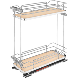 8-3/4 Inch Width 2-Tier Wire Kitchen Base Cabinet Organizer for 12 Inch Width Face Frame Cabinet with Blum Tandem BLUMOTION Soft-Close Slides, Natural, Min. Cabinet Opening: 9" W x 21-3/4" D x 25" H