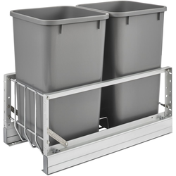22% OFF 27 Quart Premiere Double Trash Pull-Out Waste Containers, Min. Cabinet Opening: 11-3/4" Wide, Silver