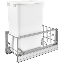 50 Quart Premier Single Trash Pull-Out Waste Container, Min. Cabinet Opening: 10-7/8" Wide, White