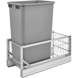 50 Quart Premier Single Trash Pull-Out Waste Container, Min. Cabinet Opening: 10-7/8" Wide, Silver