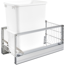 35 Quart Premier Single Trash Pull-Out Waste Container, Min. Cabinet Opening: 10-7/8" Wide, White
