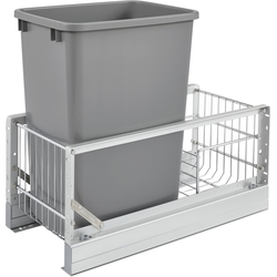 35 Quart Premier Single Trash Pull-Out Waste Container, Min. Cabinet Opening: 10-7/8" Wide, Silver