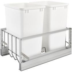 22% OFF 35 Quart Premiere Double Trash Pull-Out Waste Containers, Min. Cabinet Opening: 15" Wide, White