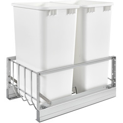 22% OFF 50 Quart Premiere Double Trash Pull-Out Waste Containers, Min. Cabinet Opening: 15" Wide, White