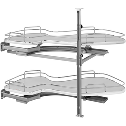 The Cloud 2 Tier Blind Corner Organizer, Blind Right, Min. Cabinet Opening 15 Inch Wide x 26 Inch High, Chrome/Grey