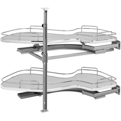 The Cloud 2-Tier Pull-Out Door Blind Corner Organizer, Blind Left, Minimum Cabinet Opening 15" Width X 24-1/2 to 30-1/4 Inch Height, Chrome Gray