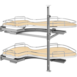 The Cloud Series 2-Tier Blind Right Corner Optimizer for 15" Minimum Face Frame Opening Width x 24-1/2" to 30-5/16" Height, Light Brown Maple/Chrome