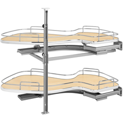 The Cloud Series 2-Tier Blind Left Corner Optimizer for 15" Minimum Face Frame Opening Width x 24-1/2" to 30-5/16" Height, Light Brown Maple/Chrome