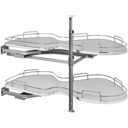 The Cloud 2 Tier Blind Corner Organizer, Blind Right, Min. Cabinet Opening 21 Inch Wide x 26 Inch High, Chrome/Gray