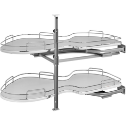 The Cloud 2 Tier Blind Corner Organizer, Blind Left, Min. Cabinet Opening 21 Inch Wide x 26 Inch High, Chrome/Gray