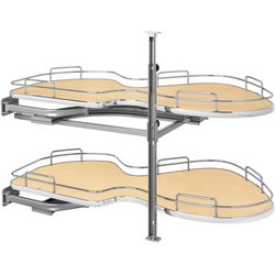 The Cloud Series 2-Tier Blind Right Corner Optimizer for 21" Minimum Face Frame Opening Width x 24-1/2" to 30-5/16" Height, Light Brown Maple/Chrome