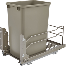  35 Quart, Single Waste Pull-Out, Minimum Cabinet Opening- 11-1/2" Width x 22-1/4" Depth x 19-1/2" Height , Soft-Close, Undermount Slide, Cabinet Floor Mounted, Champagne