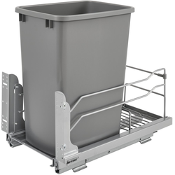 21% OFF 35 Quart, Single Waste Pull-Out, Minimum Cabinet Opening- 11-1/2" Width x 22-1/4" Depth x 19-1/2" Height , Soft-Close, Undermount Slide, Cabinet Floor Mounted, Silver Metallic