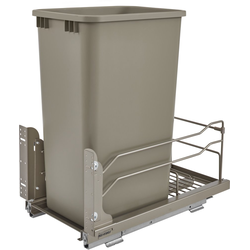 50 Quart, Single Waste Pull-Out, Minimum Cabinet Opening Width- 15-1/2" Width x 22-1/4" Depth x 23-1/2" Height, Undermount Slide, Cabinet Floor Mounted, Champagne