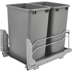 22% OFF 35 Quart, Double Waste Pull-Out, Minimum Cabinet Opening- 15" Width x 22-1/4" Depth x 19-1/2" Height , Soft-Close, Undermount Slide, Cabinet Floor Mounted, Silver Metallic