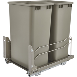  50 Quart, Double Waste Pull-Out, Minimum Cabinet Opening Width- 15-1/2" Width x 22-1/4" Depth x 23-1/2" Height, Undermount Slide, Cabinet Floor Mounted, Champagne